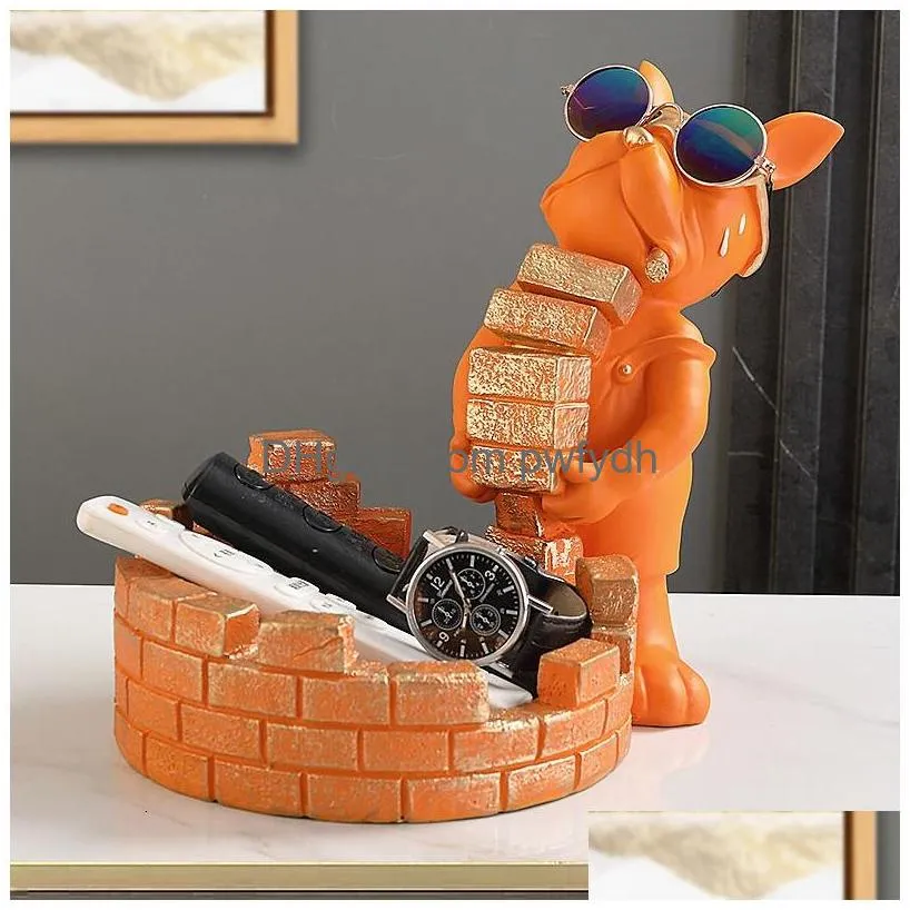 decorative objects figurines nordic home decor french bulldog figurine builder dog sculpture table decoration item for home statue ornament storage