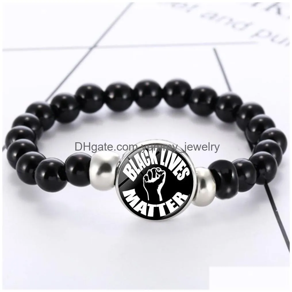 Beaded Black Lives Matter Bracelets I Cant Breathe Fashion Letters Elastic Beaded Bracelet For Women Mens Gift Newest Design Protest Dhbt3