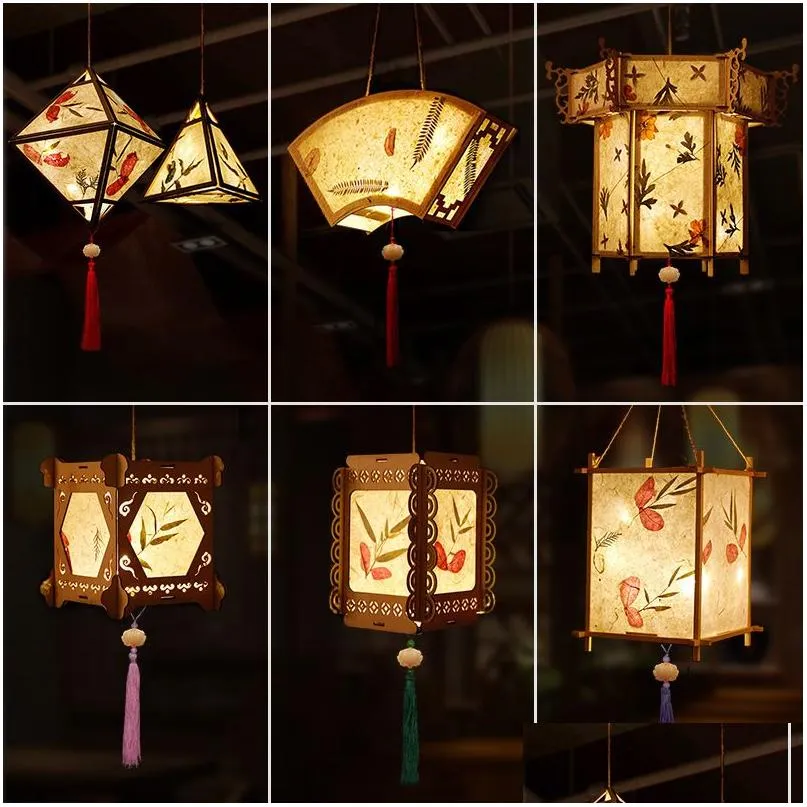 diy chinese retro style portable amazing blossom flower light lamp party glowing lanterns for midautumn festival gift 220610