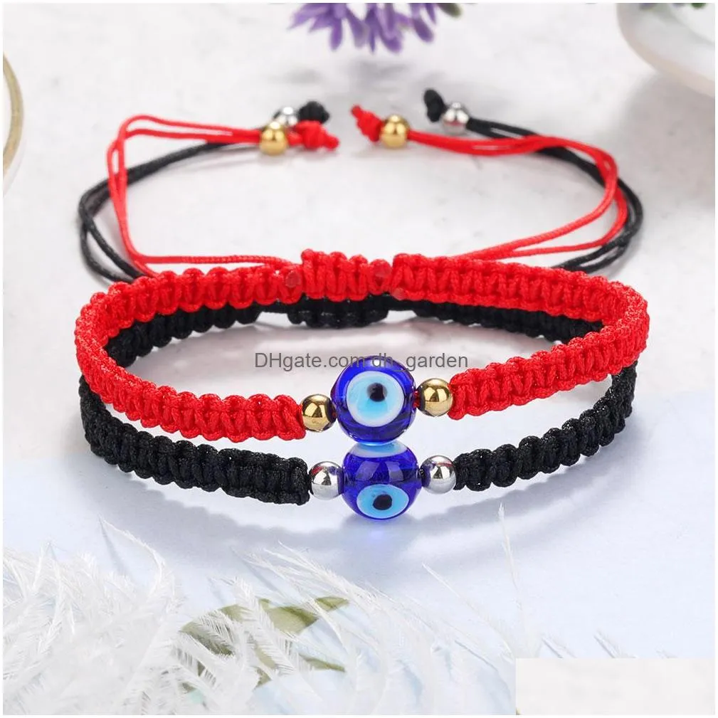 Chain Evil Turkish Eye Hand Braided Rope Chain Red Thread String Bracelet Women Men 2021 Charm Lucky Adjustable Bracelets Friendship Dhkvc