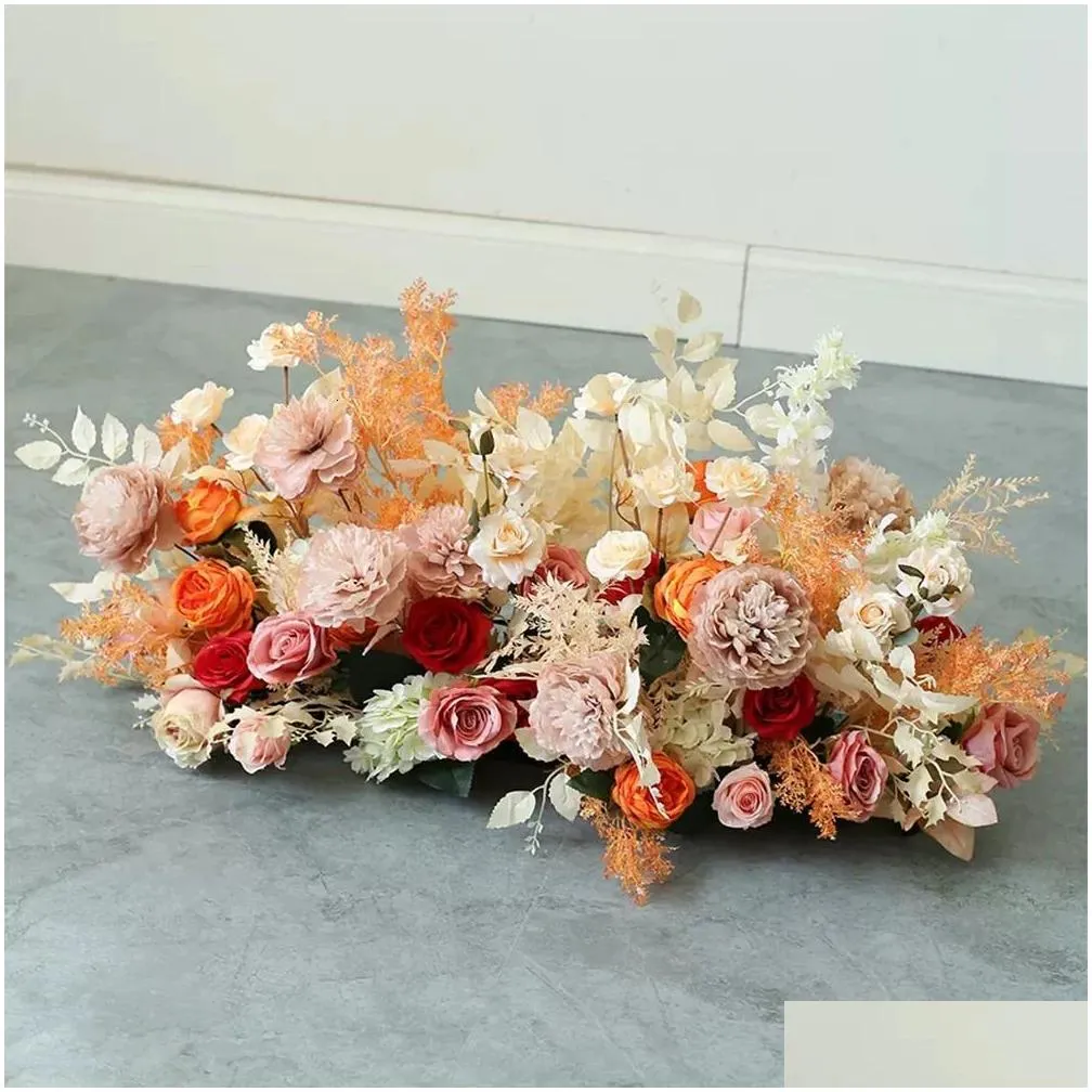 decorative flowers wreaths outdoor activity decor flower art high-end romantic simulation flowers row road lead wedding welcome car show layout fake floral