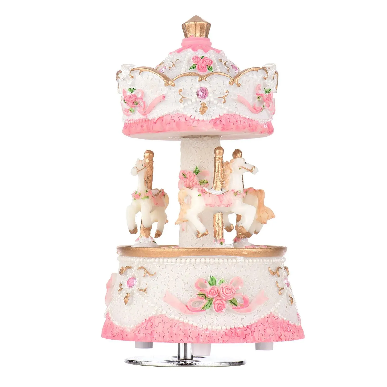 decorative objects figurines led carousel music box merry-go-round rotating horse music box toy child baby gifts carousel music artware christmas home decor