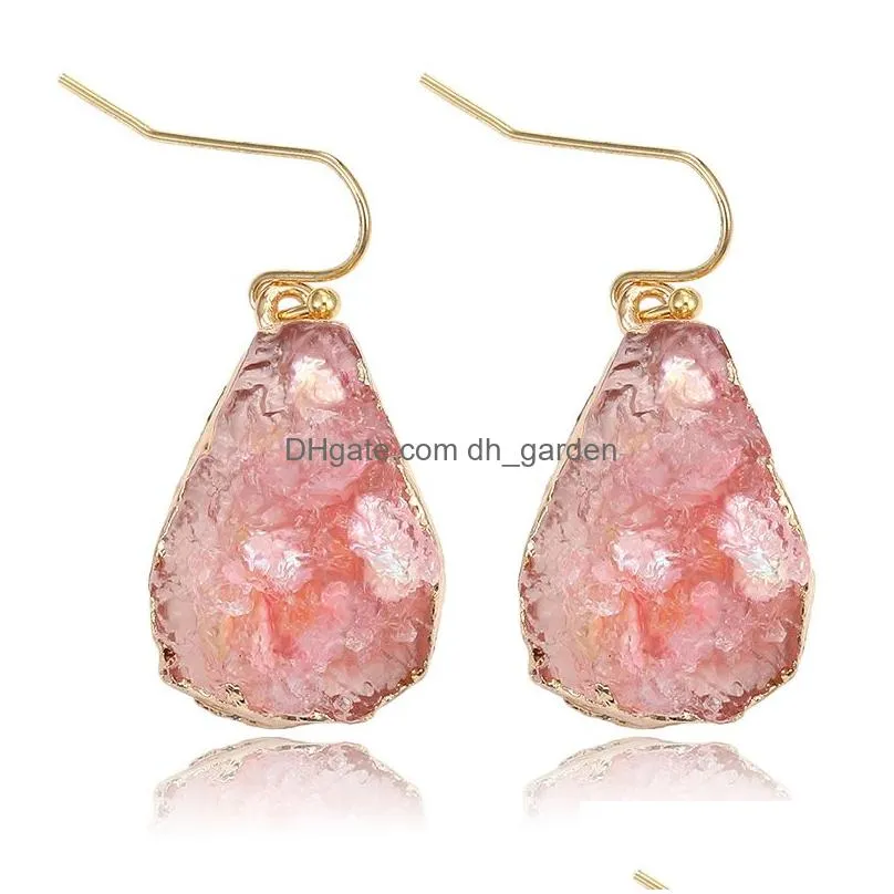 Dangle & Chandelier New Fashion Unique Design Resin Stone Dangle Earring For Women Girls Colorf Waterdrop Gold Plating Hook Dhgarden Dh8Zr