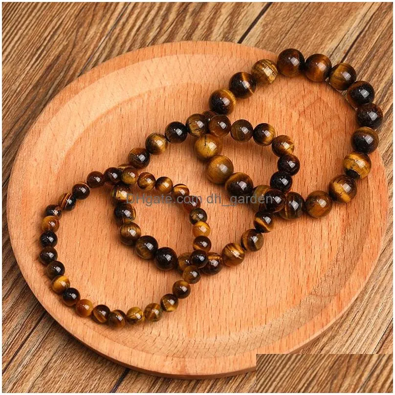 Beaded New Arrival Tiger Eye Malachite Onyx Beads Bracelet For Men Women Adjustable 6Mm 8Mm 10Mm Lava Stone Black Yoga Jewelry Drop D Dh570