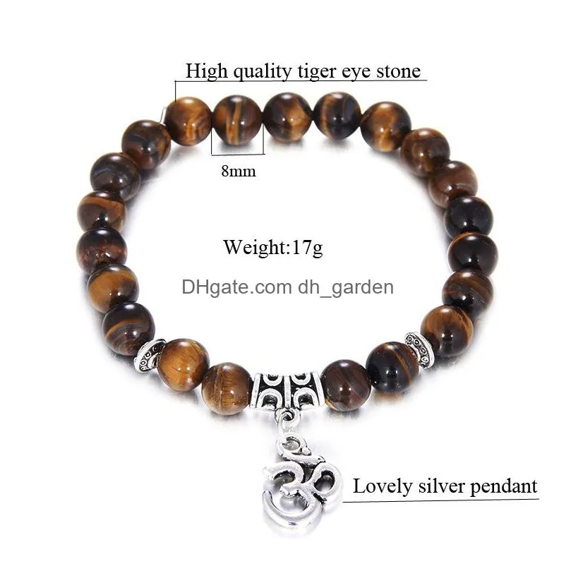 Beaded Handmade 8Mm Natural Stone Buddha  Heart Charm Bracelet For Women Men Different Style Tiger Eye Agate Yoga Drop Dhgarden Dhkoh