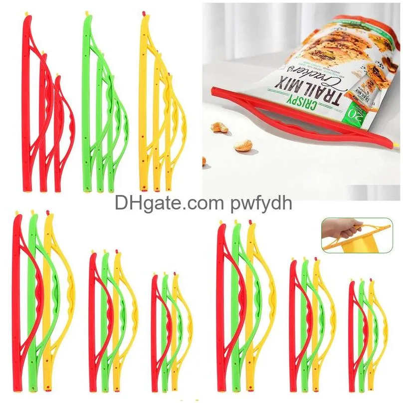 bag clips 9pcs 3 sizes portable clip keep  kitchen reusable home with handle random color sealing clamp for food chips snack
