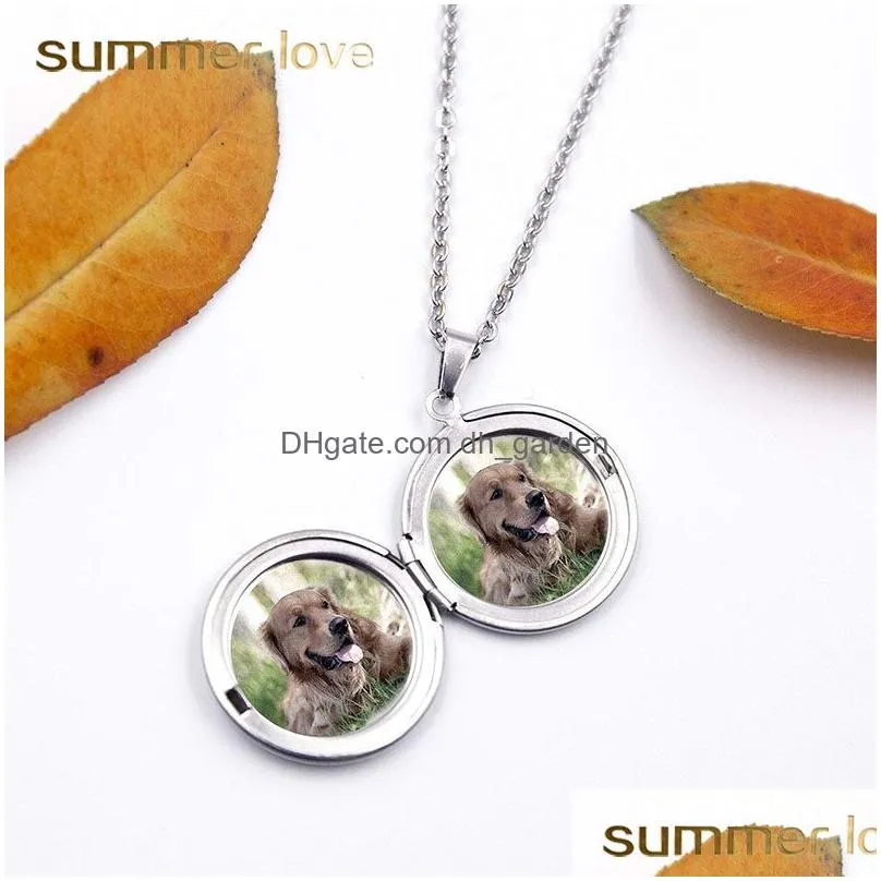 Pendant Necklaces 3 Color Round Stainless Steel Living Memory Openging Locket Necklace Magic Family Po Engraving Gift For Ba Dhgarden Dhhaf