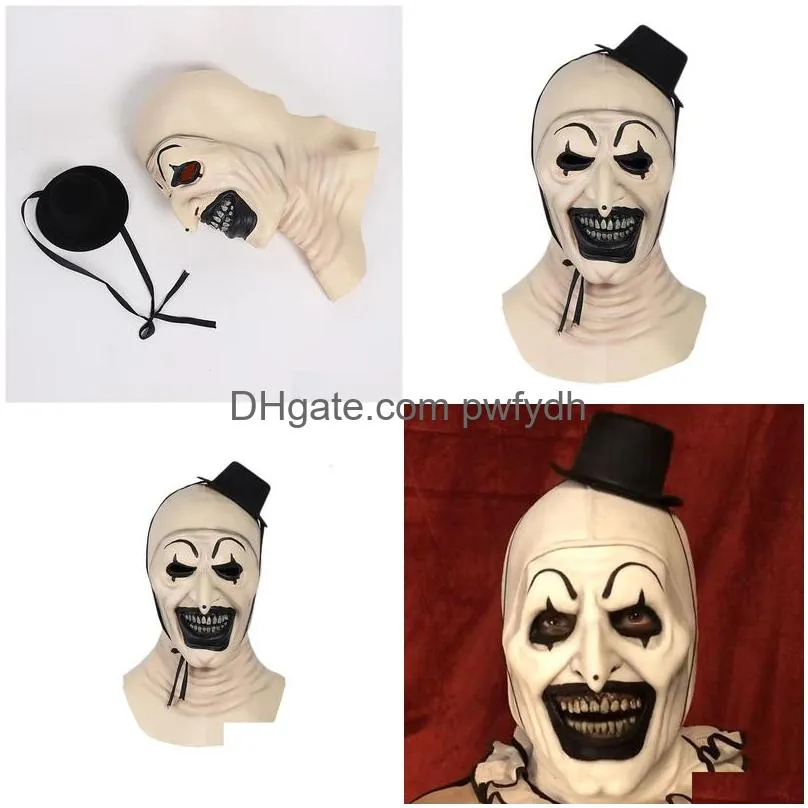 party masks joker latex mask terrifier art the clown cosplay horror full face helmet halloween headgear 230601