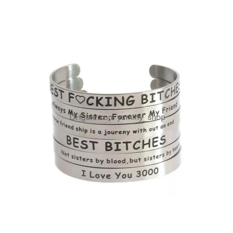 i love you 3000 cuff bracelet couple bangle high quality engraved bitches bracelets jewelry friend gifts q0719