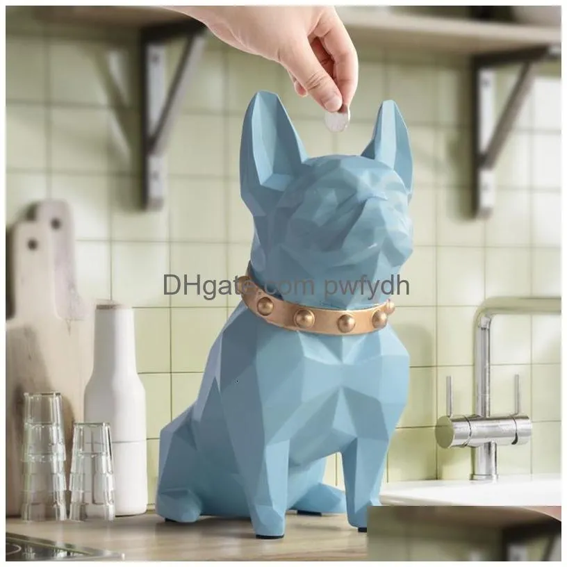 decorative objects figurines french bulldog coin bank box piggy figurine home decorations storage holder toy child gift money dog for kids