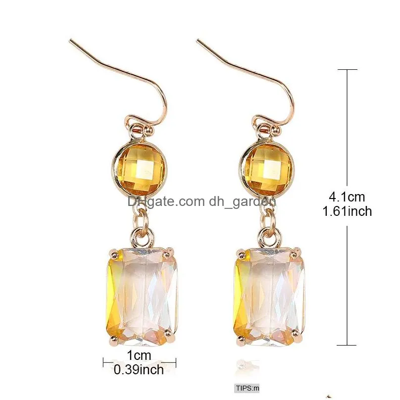 Dangle & Chandelier Fashion Design Round Water Drop K9 Crystal Earrings For Women Colorf Rhinestone Gold Plate Hook Dangle Jewelry Dr Dhy3L