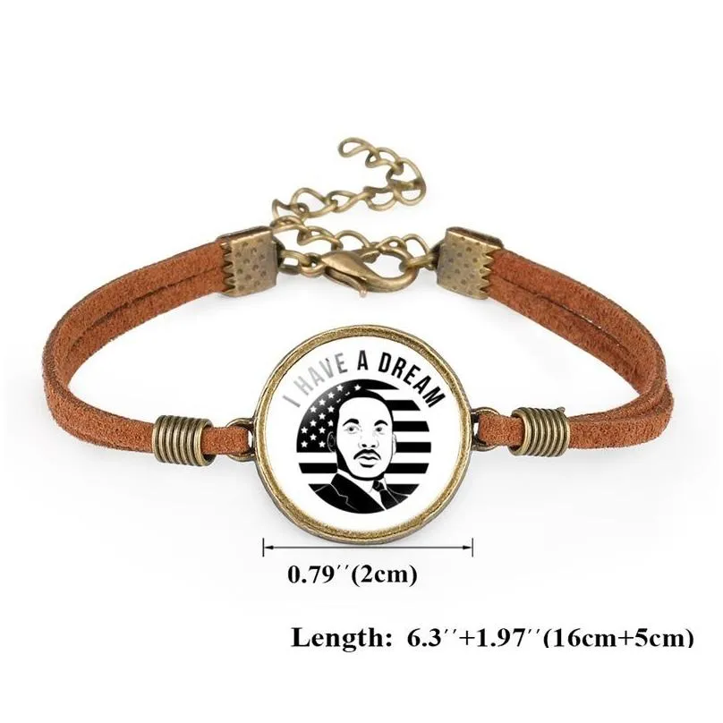 Charm Bracelets Vintage Leather Bracelets Black Lives Matter I Cant Breathe Have A Dream Letters Fashion Men Charm Bracelet Bangle Je Dht6Q