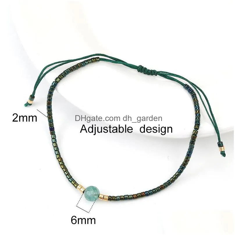 Chain Fashion Handmade Woven Rope Chain Thin Seed Beads Bracelet Boho Natural Stone Beaded Bracelets For Women Jewelry Drop Delivery Dhhgh