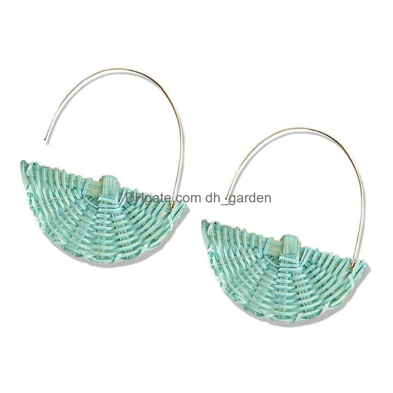 Dangle & Chandelier New Handmade Rattan Creative Pink Grey Semicircle Earrings For Women Fashion Wild Dangle Drop Jewelry G Dhgarden Dhy1M