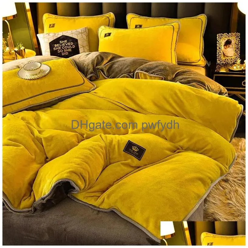 bedding sets ultra thick milk fleece winter set luxury warm comfortable duvet cover with sheets comforter and pillowcases 231010