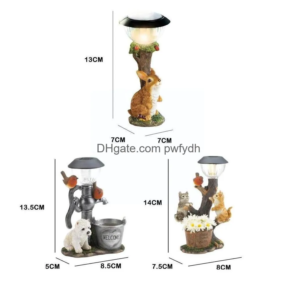 decorative objects figurines cat dog rabbit creativity solar lamp statue window animal light decoration climbing decor garden home room s0e5