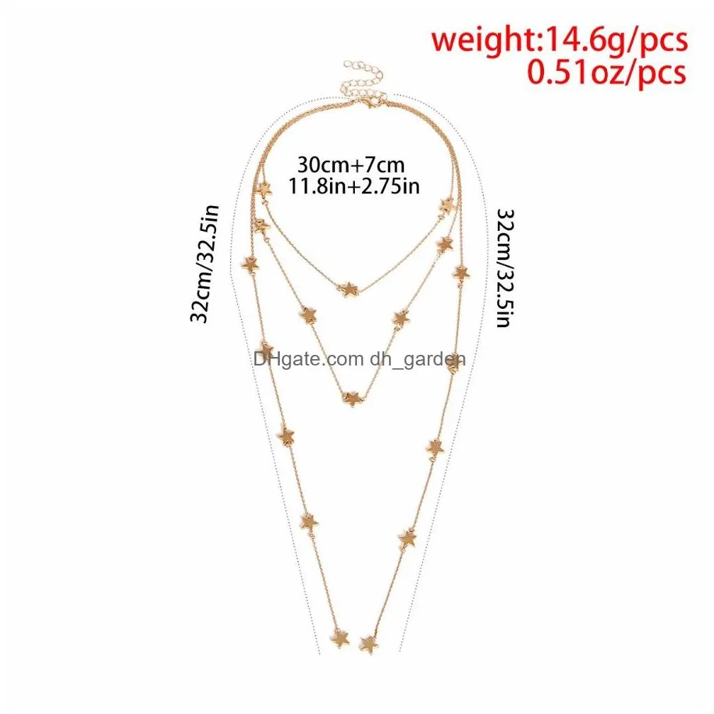 Pendant Necklaces New Fashion Boho Jewelry Mti Layer Fivepointed Star Pendant Choker Necklace Women Y Charm Statement Drop Delivery Je Dhuz4