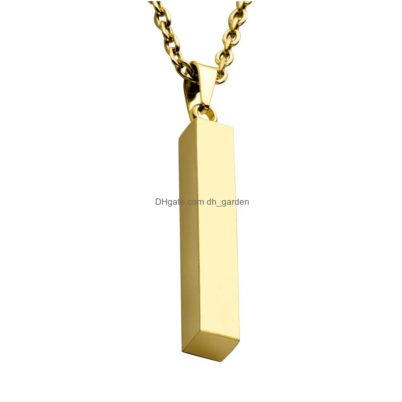 Pendant Necklaces Fashion Stainless Steel Long Bar Pendant Women Men Necklace Gold Rose Sier Solid Blank For Buyer Own Engra Dhgarden Dhpvr