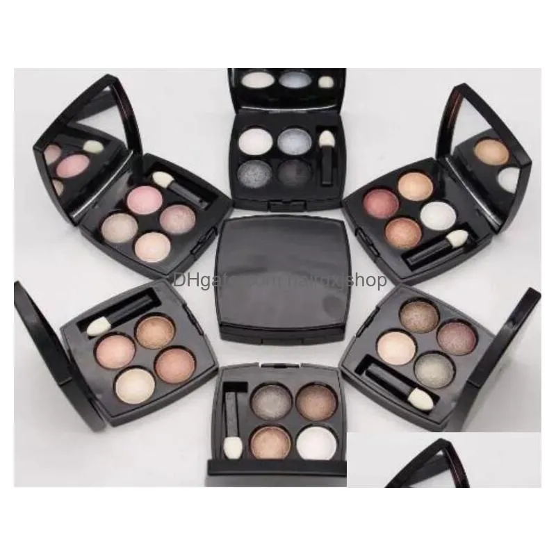 Eye Shadow Famous Makeup Eye Shadow 4 Colors Matte Shimmer Natural Waterproof Eyeshadow Shadows Palette With Brush 6 Styles Fast Ship Dhi9B