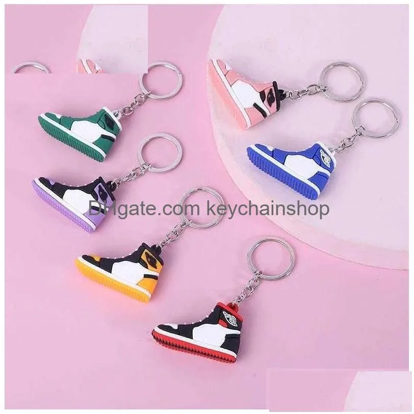 Keychains Lanyards Creative Mini Pvc Sneakers For Men Women Gym Sports Shoes Keychain Handbag Chain Basketball Shoe Key Ho Drop Deliv Dhpko