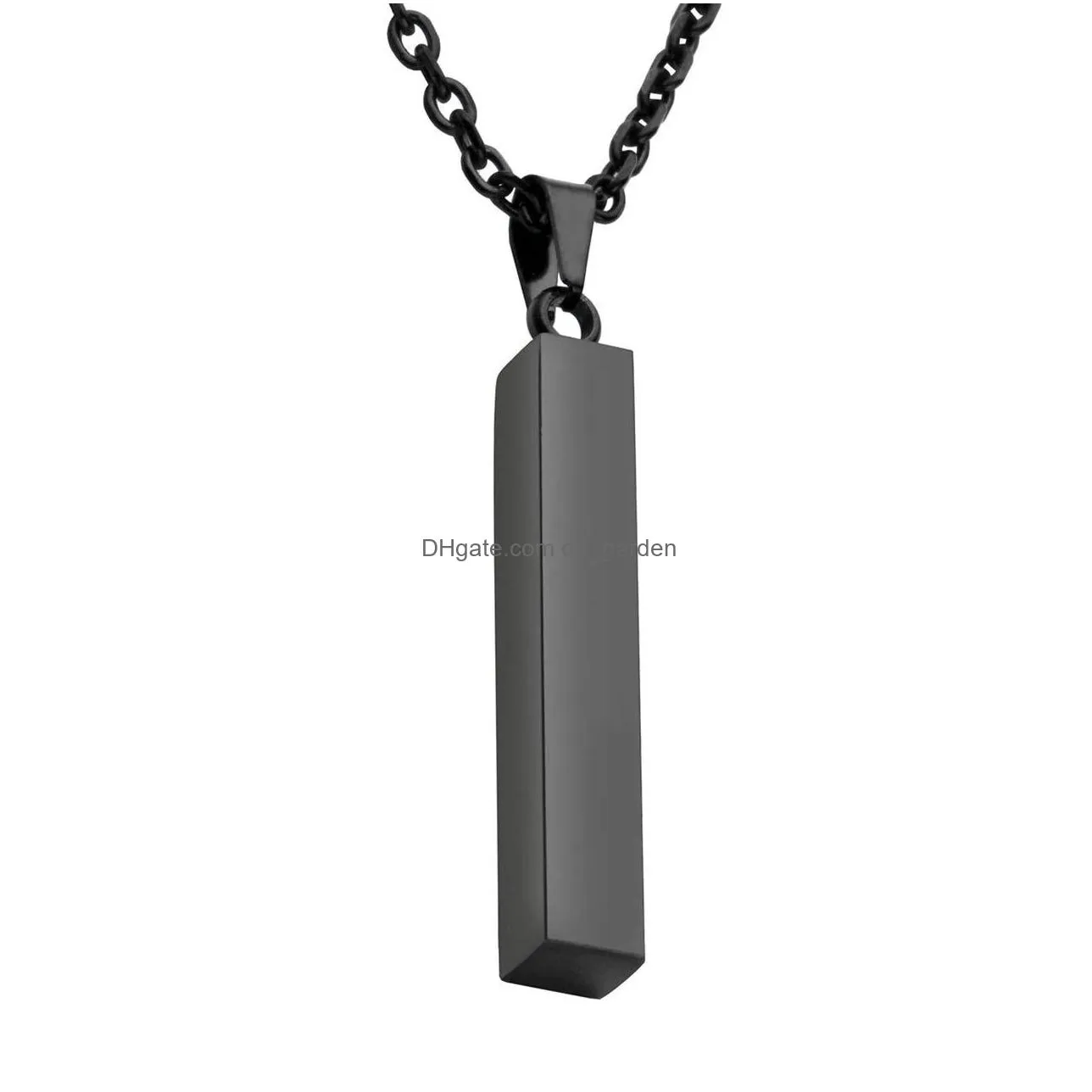 Pendant Necklaces Fashion Stainless Steel Long Bar Pendant Women Men Necklace Gold Rose Sier Solid Blank For Buyer Own Engra Dhgarden Dhpvr