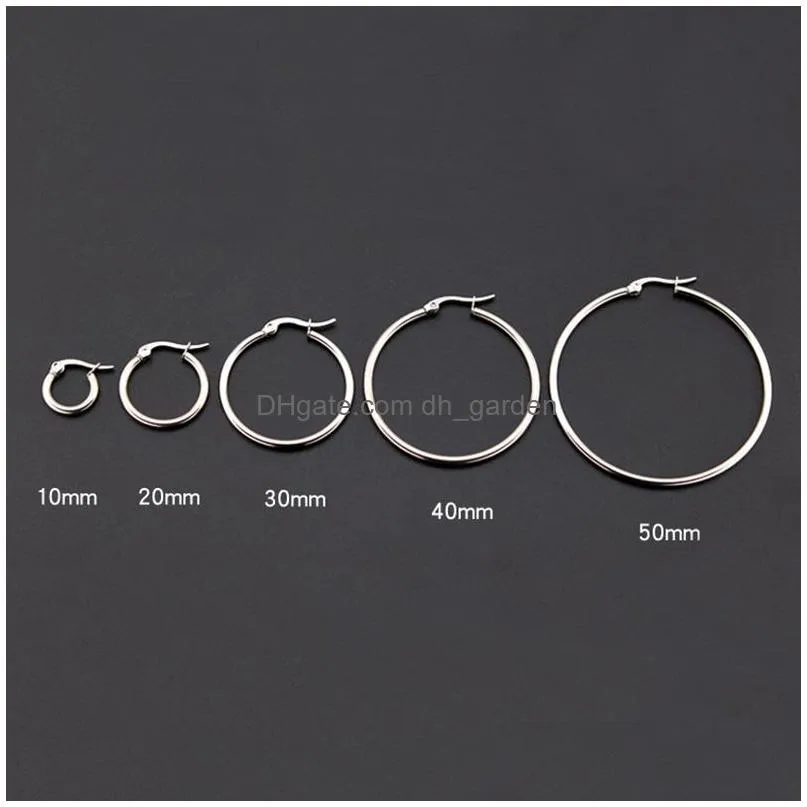 Hoop & Huggie New Fashion 316L Stainless Steel Big Hoop Earrings For Cartilage Women Gold Sier Small Circle Round Jewelry Wholesale D Dhril