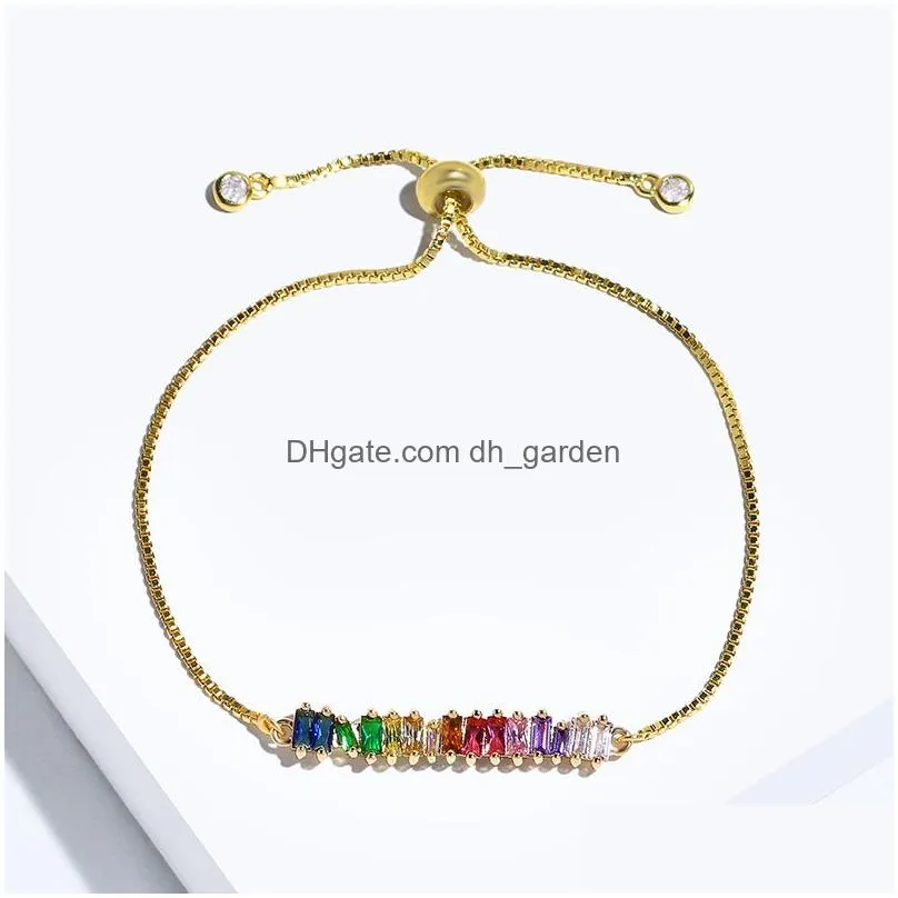 Pendant Necklaces Cz Rainbow Pendants Necklace Bracelet For Woman Fashion Gold Sier Copper Long Chain Trendy Party Wedding J Dhgarden Dhlet