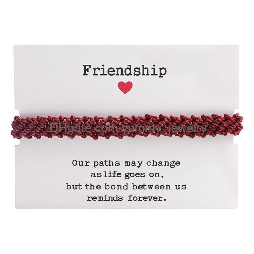 Charm Bracelets Fashion Friendship Charm Bracelets For Women Handmade Woven Braided Bracelet With Paper Card Adjustable Bohemian Styl Dhd0U