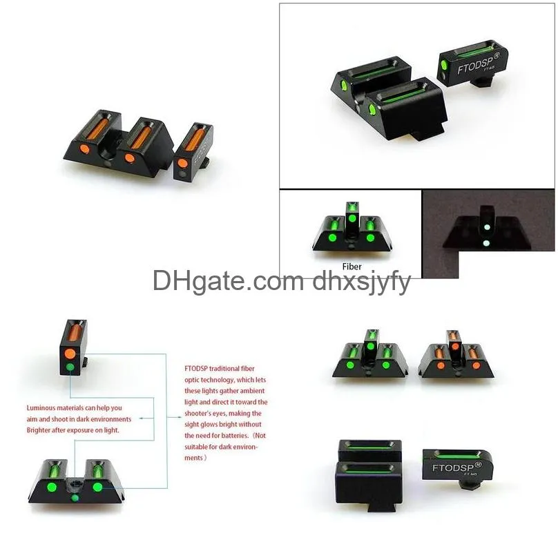 tactical scopes fiber optic front and rear red/green dot sights night vision for glocks g17 g19 g20 g21 g22 g27 g29 g30 g34 g35 g44