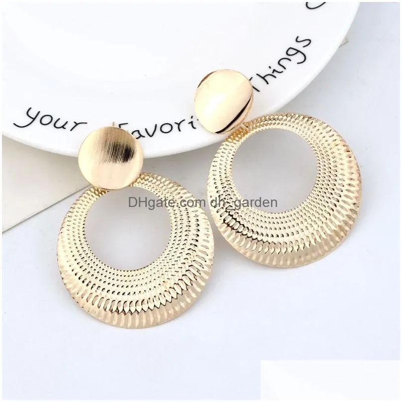 Hoop & Huggie New Large Bohemian Hollow Round Earrings For Women Weddings Party Retro Boho Jewelry Gold Alloy Drop Lady Dro Dhgarden Dh2Qt