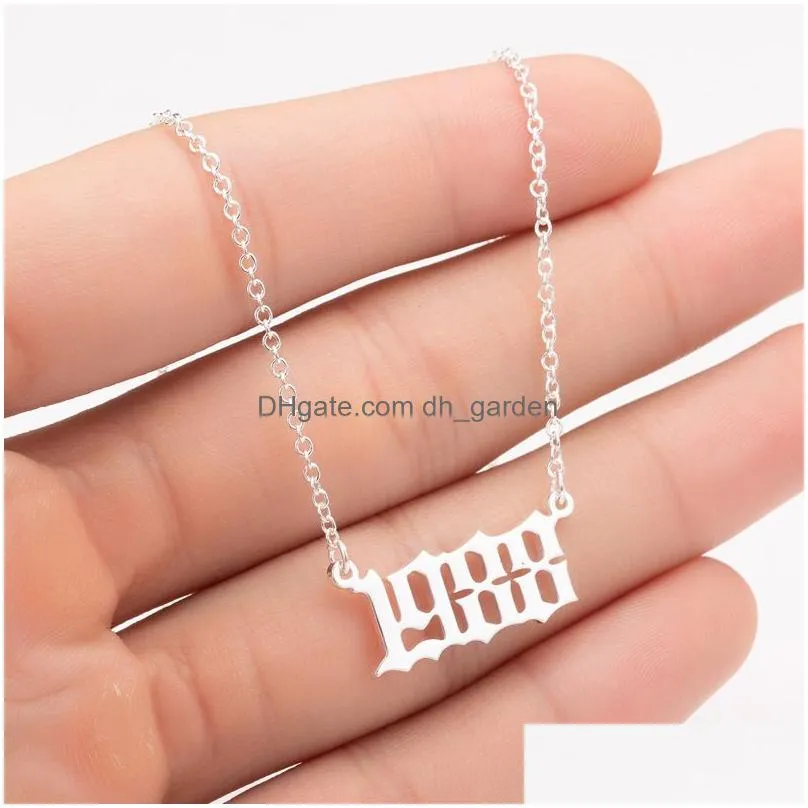 Pendant Necklaces New Personality Birth Year Charm Necklace Number Pendant For Women Stainless Steel Fashion Birthday Gift J Dhgarden Dh2Zh