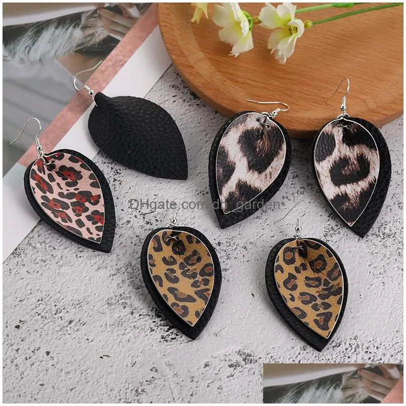 Dangle & Chandelier Women Fashion Pu Leather Earring Personalized Design Leopard Famingo Zebra Stripes Miti-Layer Jewelry S Dhgarden Dhqhl
