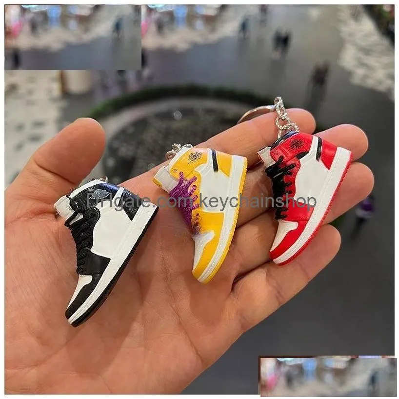 Designer Three-Nsional Basketball Shoes Keychain 3D Shoe Mold Couple Bag Pendant Accessories Car Keyring Key Hanging Ornaments Drop D Dhjh7