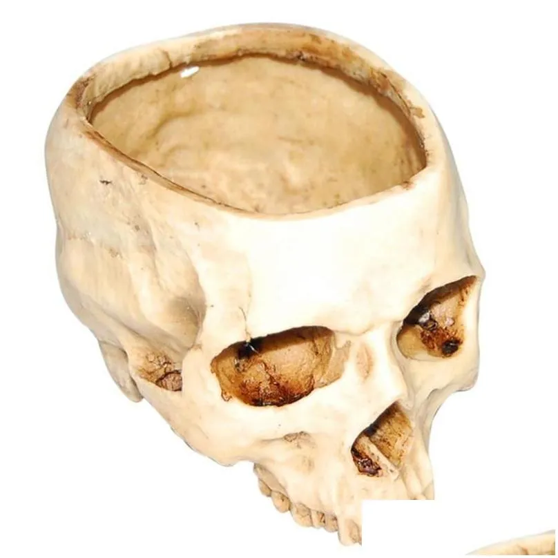 resin crafts human tooth teaching skeleton model halloween home office flower planter skull pot decoration 220614