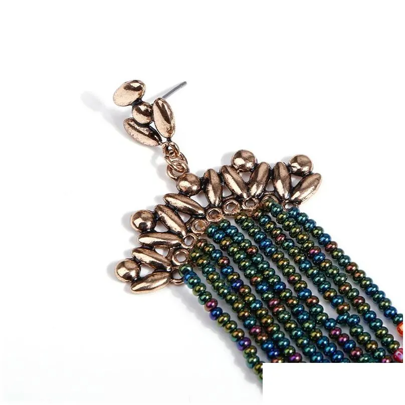 Stud Hypoallergenic Studs Dangles Earrings For Women Handmade Vintage Long Tassel Rice Bead Earring Accessories Party Birthday Gifts Dhsge