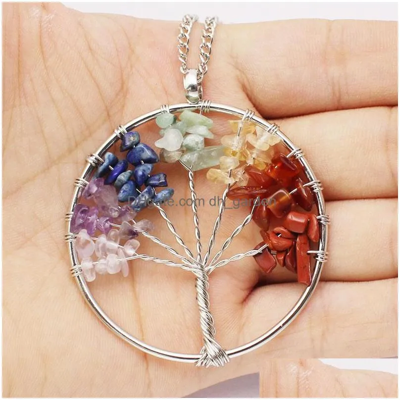 Charms New Fashion Delicate Natural Stone Hollow Tree Pendant Charm For Neacklace Handmade Diy Christmas Jewelry Gift Drop Delivery Je Dhkbs