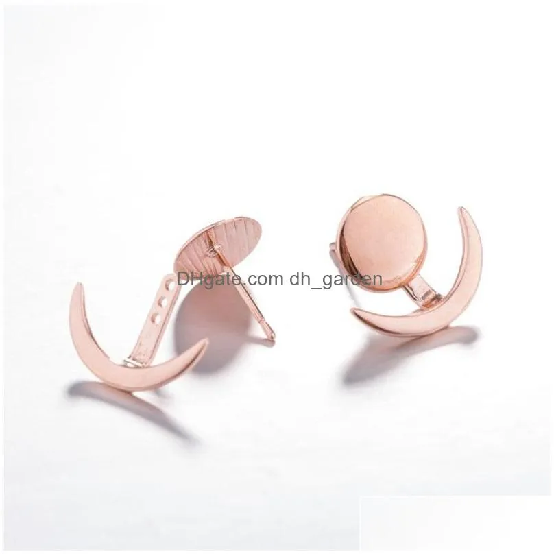 Stud Fashion Crescent Moon Sun Geometric Stud Earring For Women High Quality Copper Gold Rose Sliver Color Trendy Jewelry G Dhgarden Dhahl