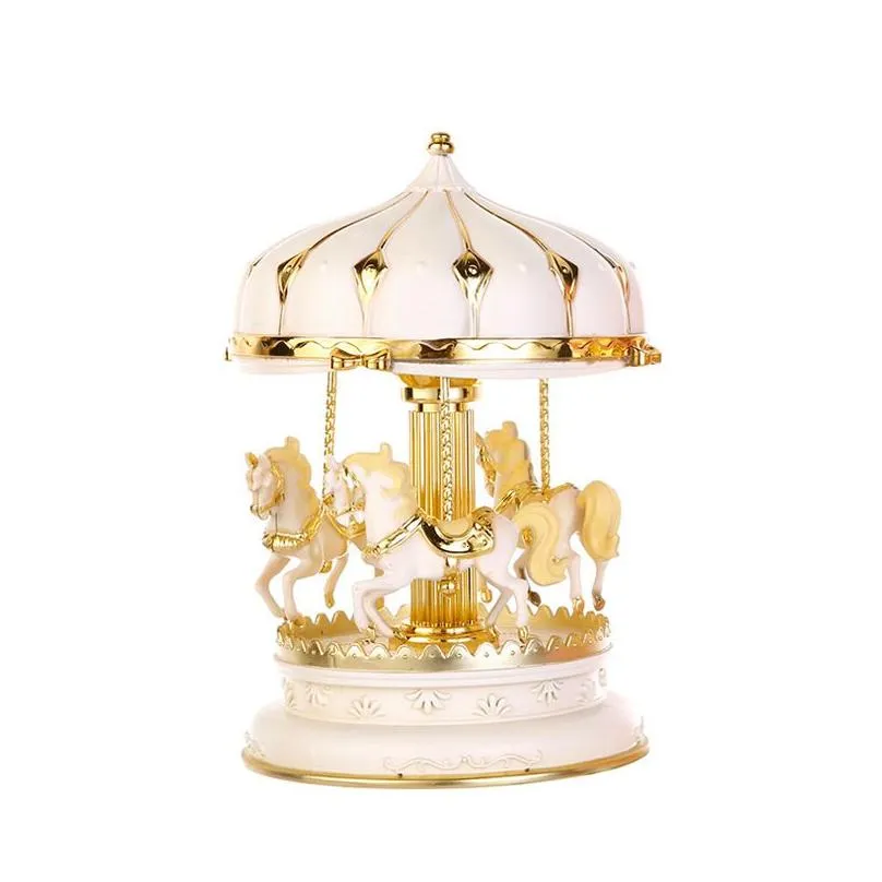 decorative objects figurines elegant colorful flash carousel music box room decoration accessories home accessories 230830