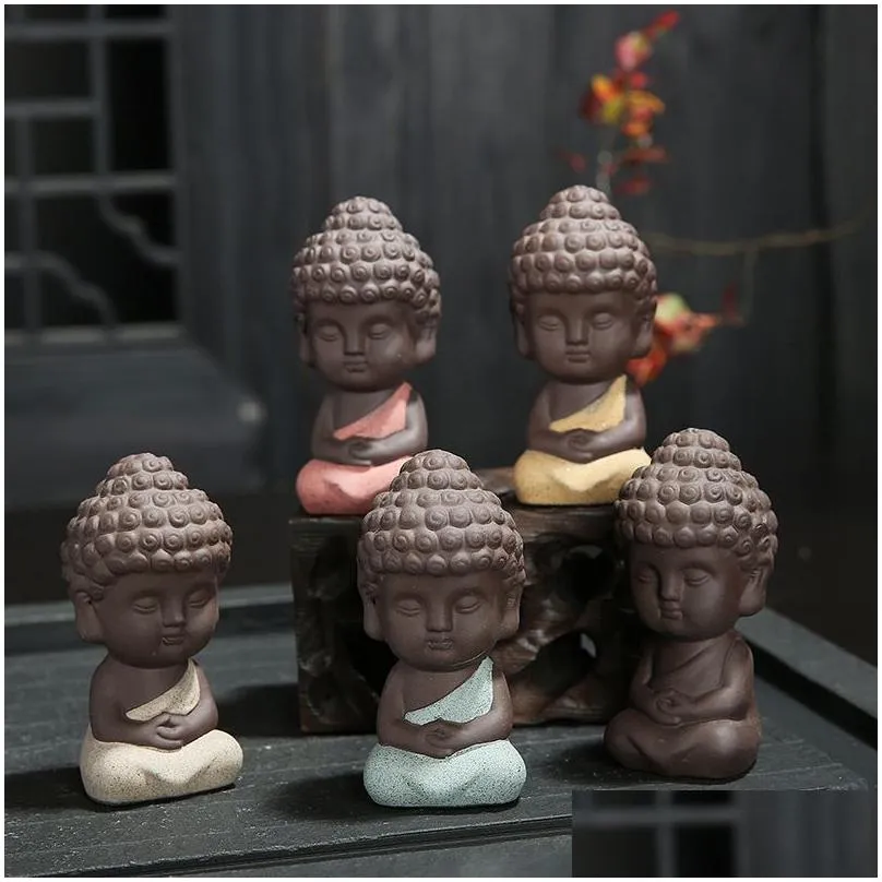 small buddha statue monk figure india yoga mandala tea pet ceramic crafts decorative