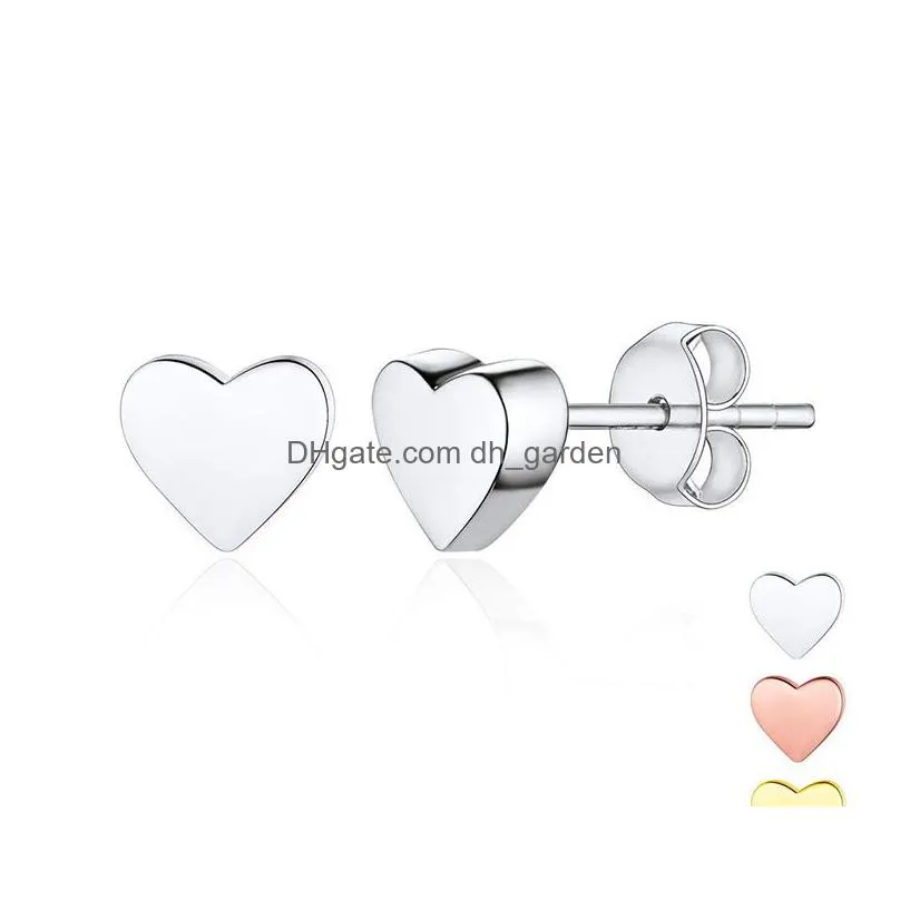 Stud New Personalized Lovely Stainless Steel Heart Stud Earring For Women Gold Sier Rose Cute Small Fashion Jewelry Drop De Dhgarden Dhlss