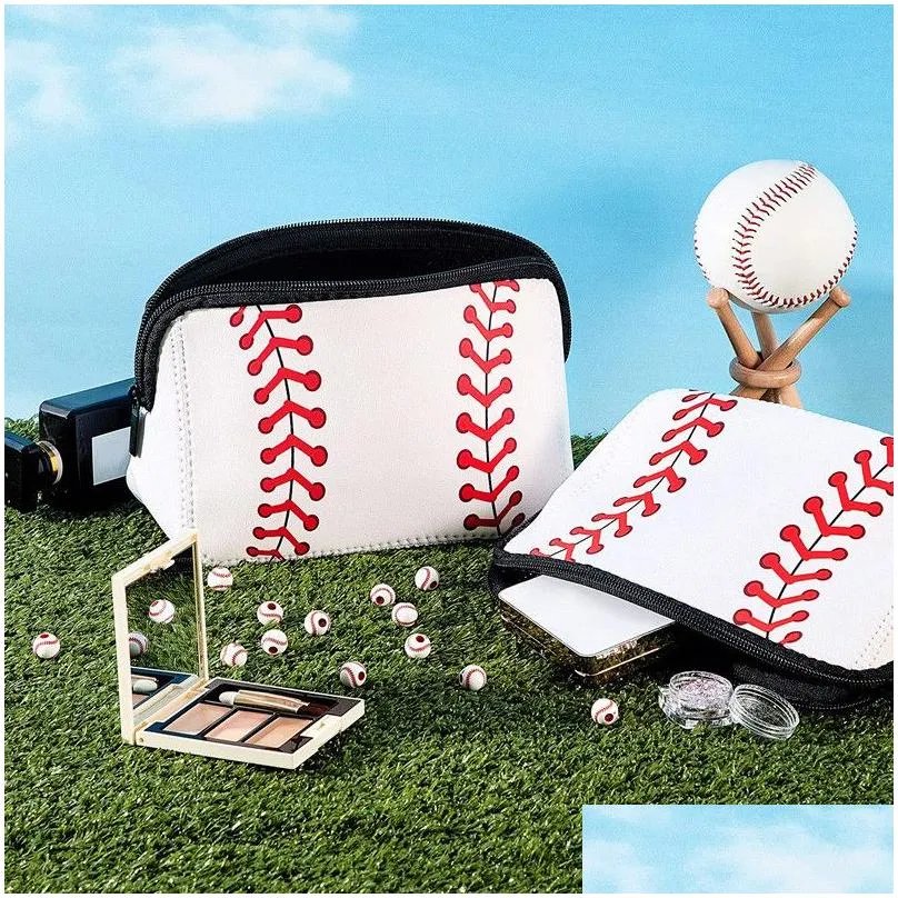 neoprene baseball cosmetic bag party favor printing portable travel storage bag creative birthday gift