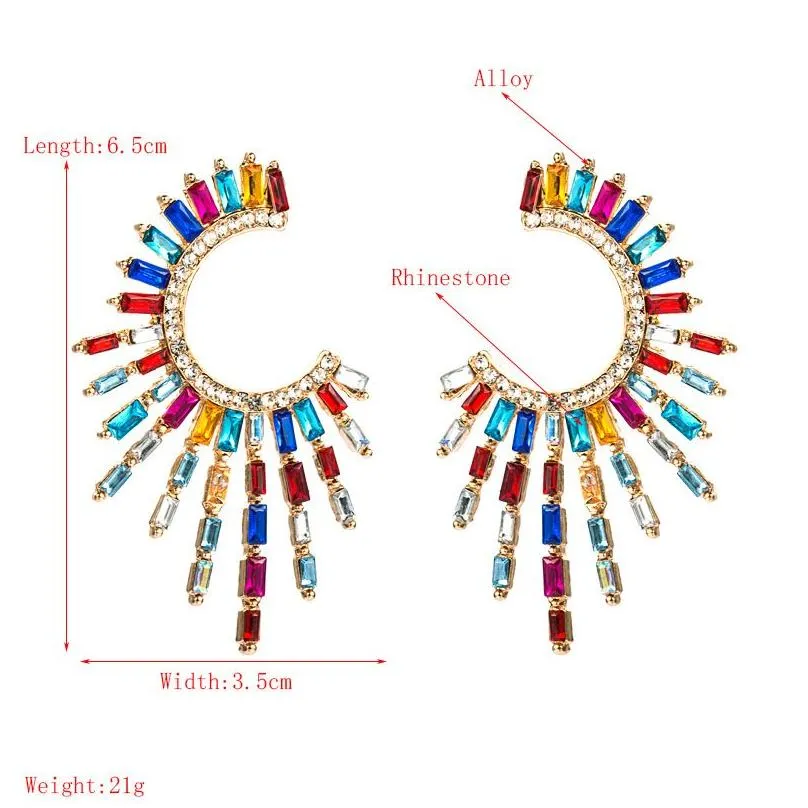 Stud Luxury C Letter Studs Crystal Rhinestone Sunflower Earrings Gifts Fashion Metal Women Colorf Dangles Wedding Street Party Irrega Dhbe9