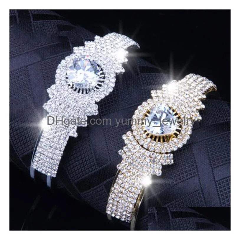 Tennis Crystal Rhinestone Charm Bracelet Iced Out Bling Bangle Women Tennis Chain Bracelets Fashion Designer Sier Gold Hip Hop Jewelr Dhifc