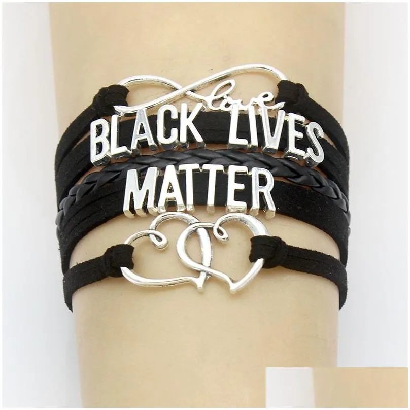 Charm Bracelets Infinity Leather Bracelets Black Lives Matter Jesus Heart Love Letters Charm Fashion Braid Wrap Bracelet Bangles For Dhh8Q