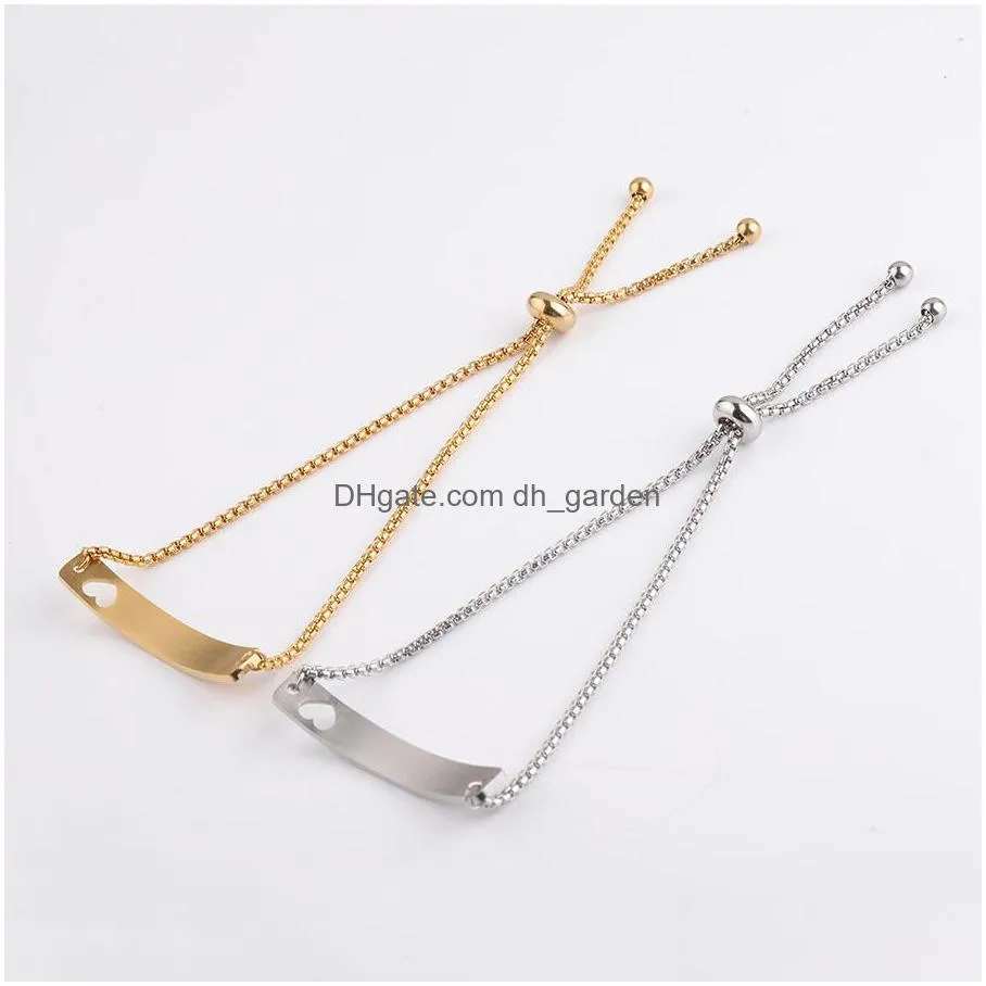 Chain Trendy Love Heart Stainless Steel Bracelet Can Custom By Yourself Gold Sier Charm Bracelets Blank Bar For Women Jewel Dhgarden Dhqgl