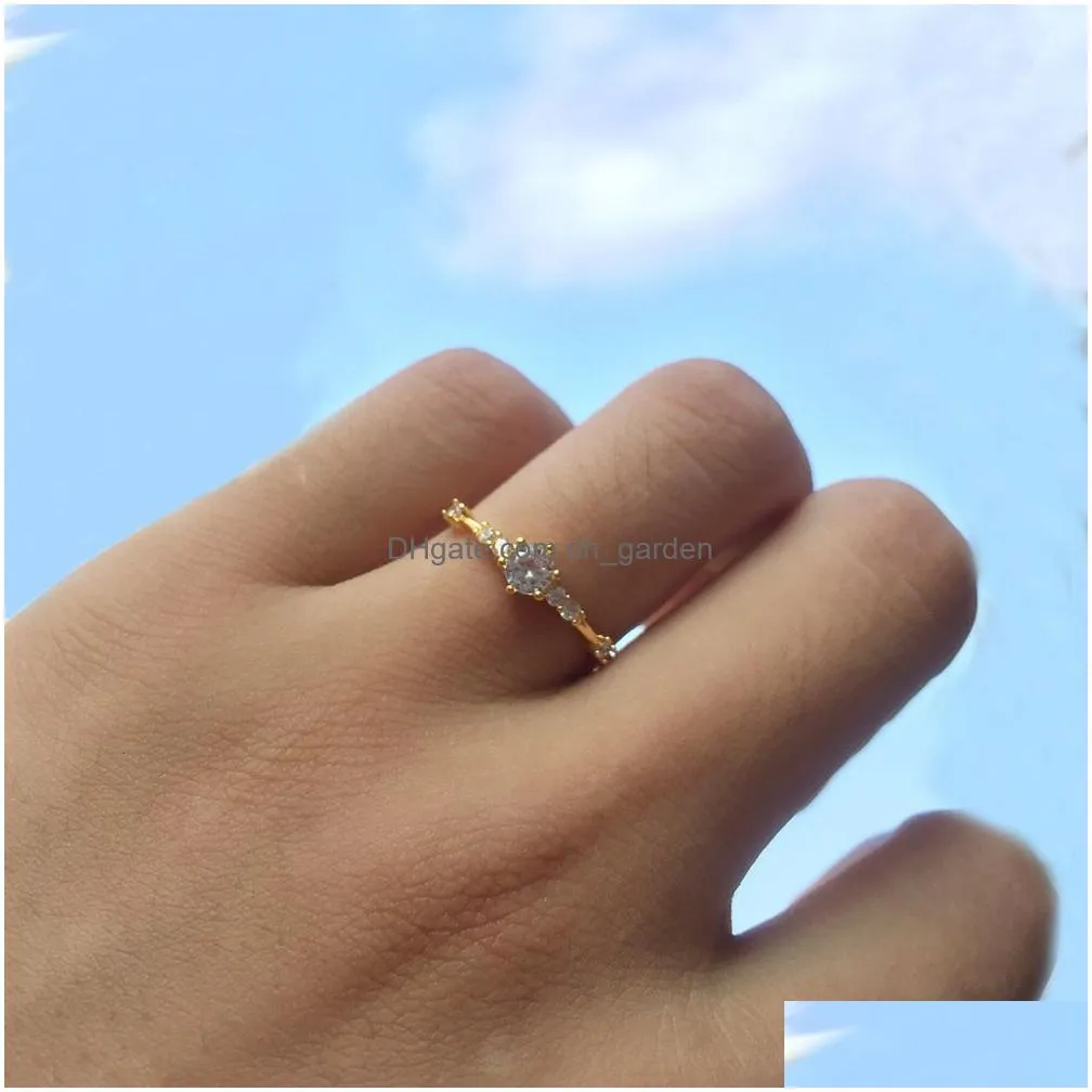 Cluster Rings High Quatity Six Prong Setting Crystal Zircon Ring Sweet Engagement Rings For Women Fashion Wedding Jewelry M Dhgarden Dhd15