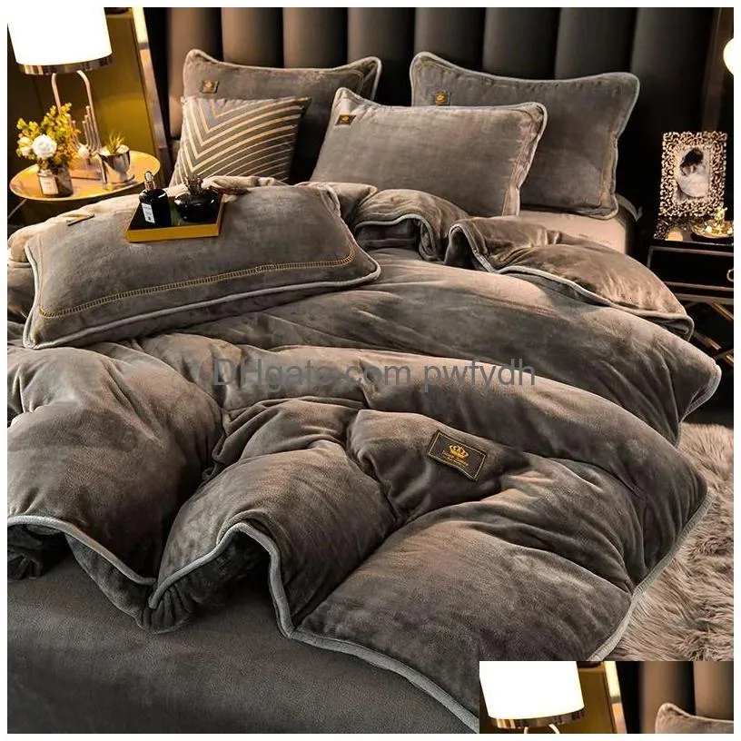 bedding sets ultra thick milk fleece winter set luxury warm comfortable duvet cover with sheets comforter and pillowcases 231010