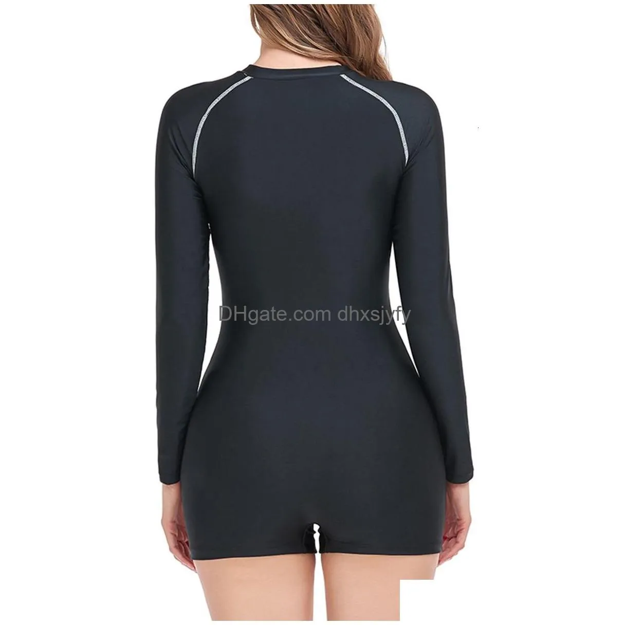 twopiece separates 2023 long sleeve slim swimwear female surfing swimsuit women zipper rash guard diving clothes bathing swimming suit