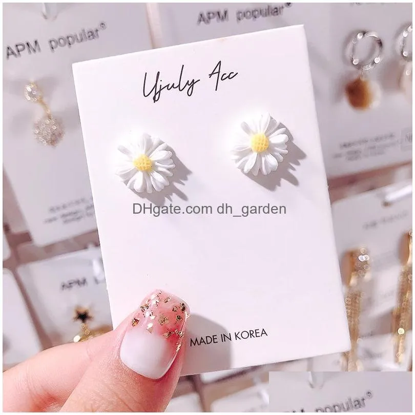 Stud New Fashion Small Daisy Flower Acrylic Stud Earrings For Women Girls Korea Style S925 Sterling Sier Ear Needle Earring Dhgarden Dhnn1