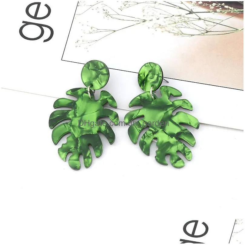 Dangle & Chandelier New Fashion Leaf Dangle Earrings Acetate Acrylic Earring For Women Leaves Resin Unique Design Drop Jewe Dhgarden Dhiv6